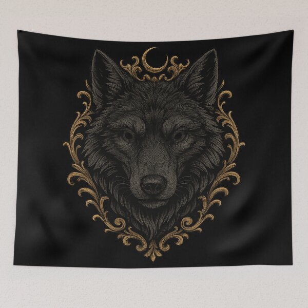 Item preview, Black Wolf Under the Crescent Moon designed and sold by Mouraludia.