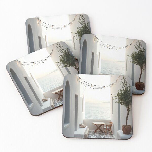 Item preview, Minimalist Mediterranean Balcony | Soft Light and Sea Horizon designed and sold by Jade Ado.