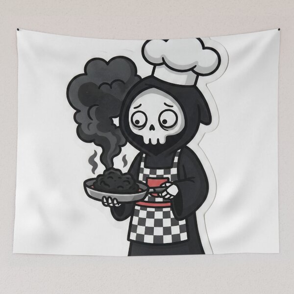 Item preview, The Chef Reaper Cute Stickman Funny Cooking Fail Goth Kitchen Baker designed and sold by StickyGuys.
