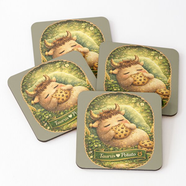 Item preview, Cozy Taurus Potato Eating Cookies – Kawaii Chibi Astrology Art designed and sold by GorilaStudio.