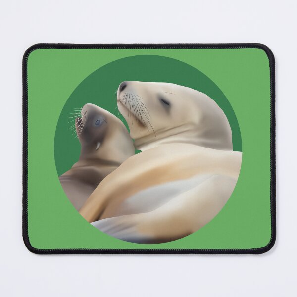 Item preview, Mum and pup pakake (sea lions) gazing on green designed and sold by GivernyKate.