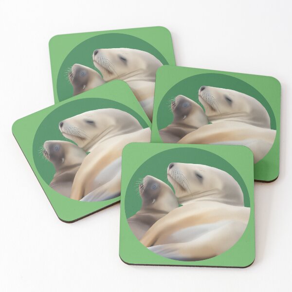 Item preview, Mum and pup pakake (sea lions) gazing on green designed and sold by GivernyKate.