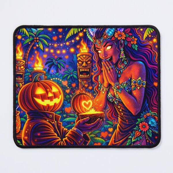 Item preview, Headless Horseman Tiki Demon Proposal – Tropical Neon Valentine Fantasy Artwork designed and sold by TheHorsemanRidesAgain.