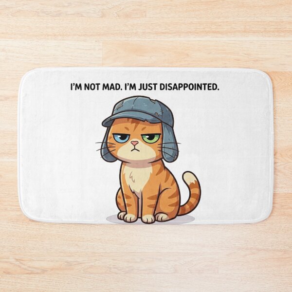 Item preview, Grumpy Ginger Cat in Worn Blue Hat - Funny "I'm Just Disappointed" Quote designed and sold by Mika & Tuff.