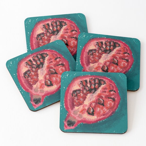 Item preview, Half of Pomegranate with Dark Teal Background designed and sold by LeftSidedArt.