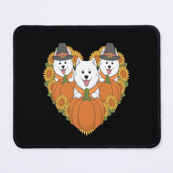 Item preview, Three Cute Samoyeds Thanksgiving Pilgrim Fall Sunflowers designed and sold by skanderio.
