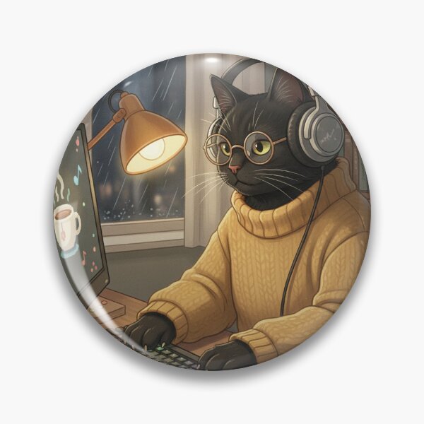 Item preview, Cozy Code & Coffee: Midnight Programmer designed and sold by nekoartgalerie.