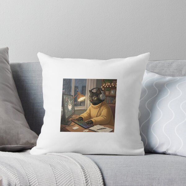 Item preview, Cozy Code & Coffee: Midnight Programmer designed and sold by nekoartgalerie.
