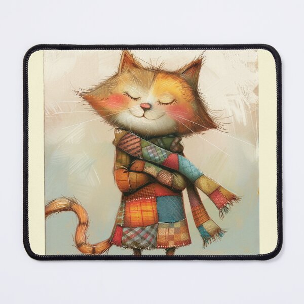 Item preview, Whiskered Cat in Patchwork designed and sold by WitsandWonders.