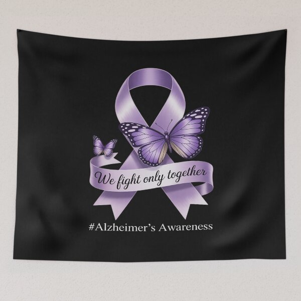 Item preview, We Fight Only Together Purple Ribbon Alzheimer's Awareness designed and sold by Rackaam.