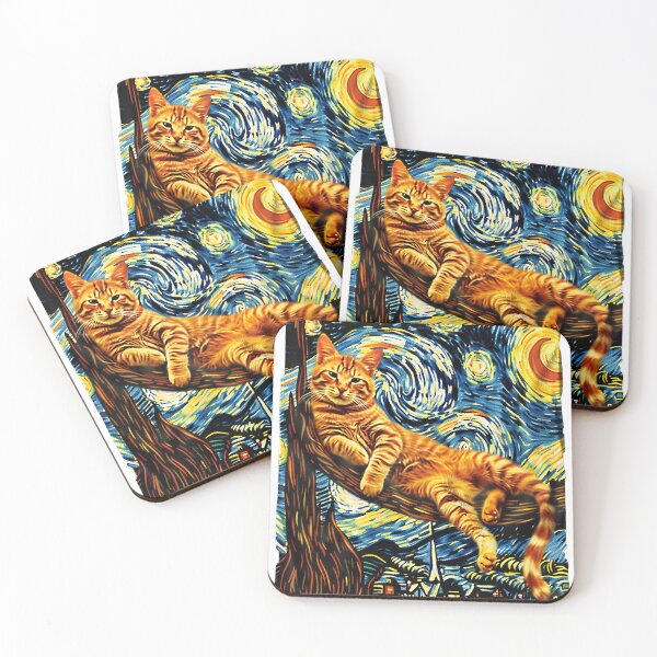 Item preview, Starry Night Cat Art – Van Gogh Style Cat Lover Gift designed and sold by KevinorNorris.