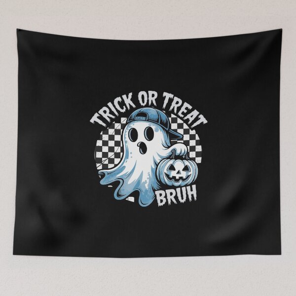 Item preview, Trick Or Treat Bruh Blue Denim Ghost Halloween designed and sold by skanderio.