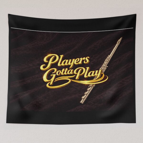Item preview, Players Gotta Play – Flute Edition (Gold on Black Velvet) designed and sold by MySheetMusicArt.