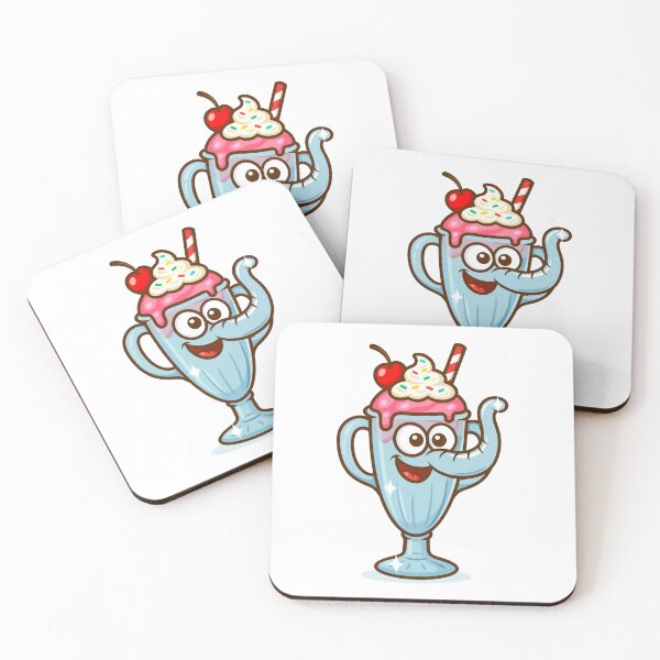 Item preview, Strawberry Milkshake Elephant Glass (white background) designed and sold by OddElephant.