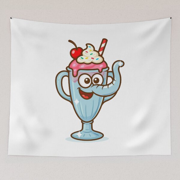 Item preview, Strawberry Milkshake Elephant Glass (white background) designed and sold by OddElephant.