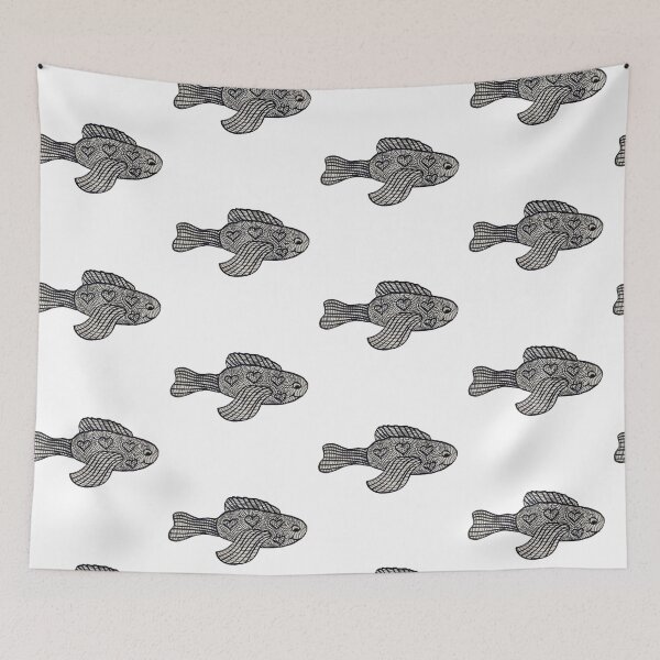 Item preview, Smiling sketched doodled Fish designed and sold by Uplifting Vib'n Design and Decor .