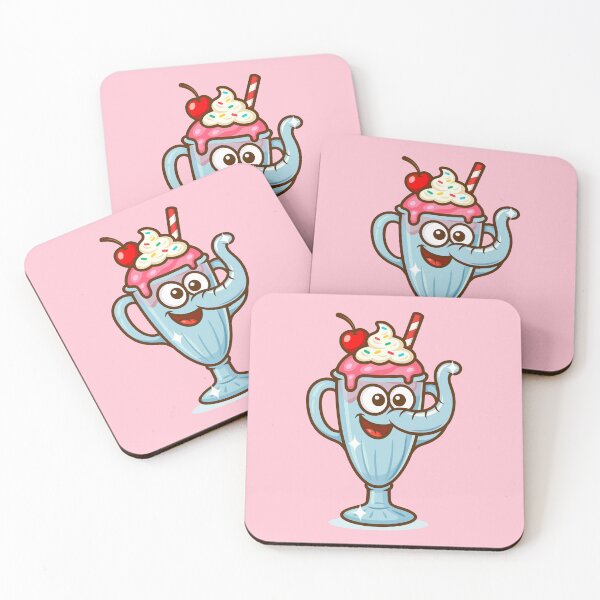 Item preview, Strawberry Milkshake Elephant Glass (pink background) designed and sold by OddElephant.