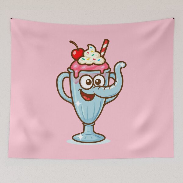 Item preview, Strawberry Milkshake Elephant Glass (pink background) designed and sold by OddElephant.