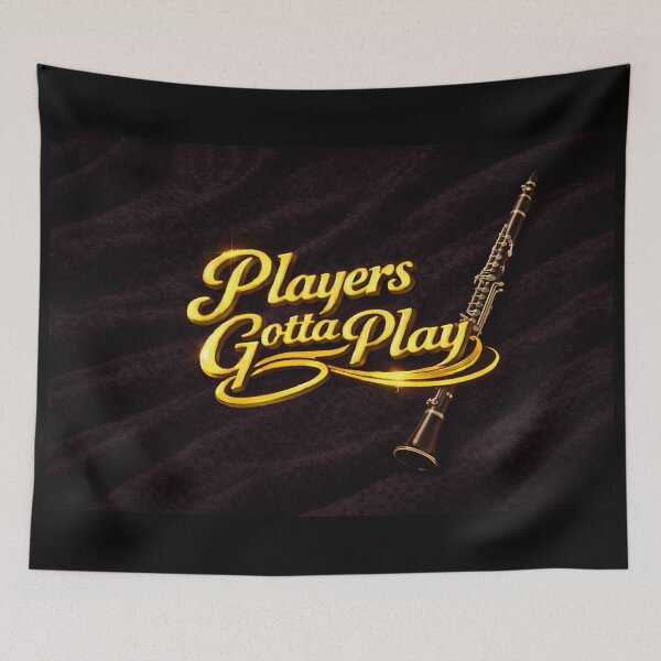 Item preview, Players Gotta Play – Clarinet Edition (Gold on Black Velvet) designed and sold by MySheetMusicArt.