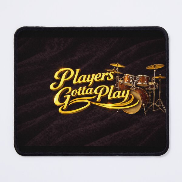 Item preview, Players Gotta Play – Drummer Edition | Gold Drum Kit on Black Velvet designed and sold by MySheetMusicArt.