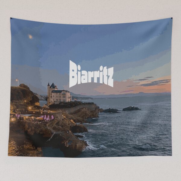 Item preview, Biarritz Illustration | French Coast, Beach and Ocean View, Coastal Landscape, Castle designed and sold by QShore.