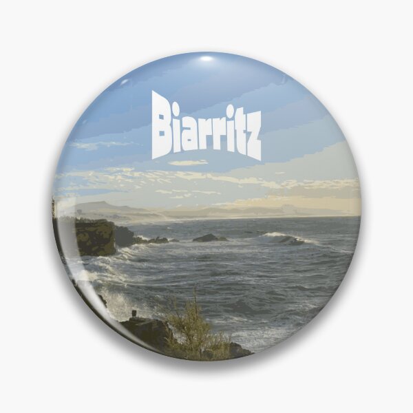 Item preview, Biarritz Castle Wave Illustration | Coastal France, Ocean Waves and Landmark View, Seaside Scene designed and sold by QShore.