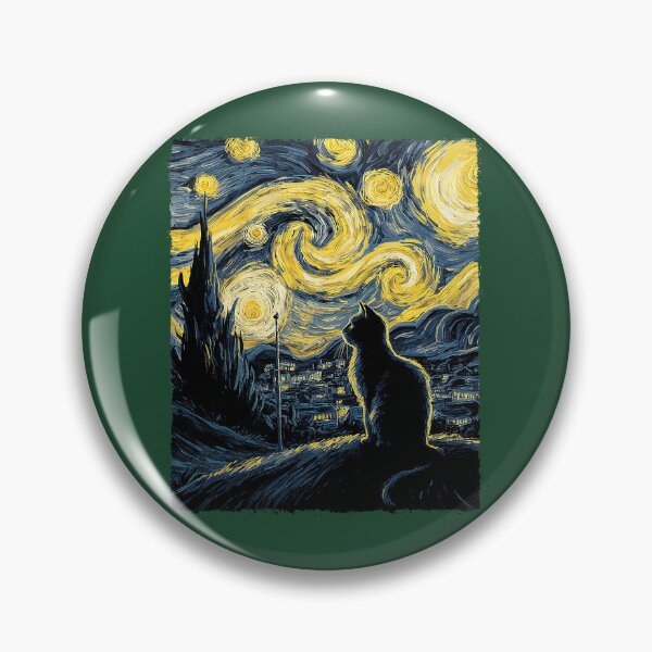 Item preview, Starry Night Cat Art in Van Gogh Style – Cat Lover Gift for Cat Mom & Dad designed and sold by KevinorNorris.