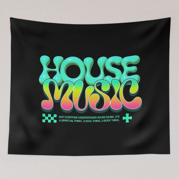 Item preview, HOUSE MUSIC  - 3D Y2K plastic Font (Green)  designed and sold by Discothreadz.
