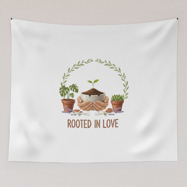Item preview, Rooted In Love | Artistic Hand-Held Sprout Design Botanical Hands & Seedling Illustration designed and sold by Gurjeetpixelart.