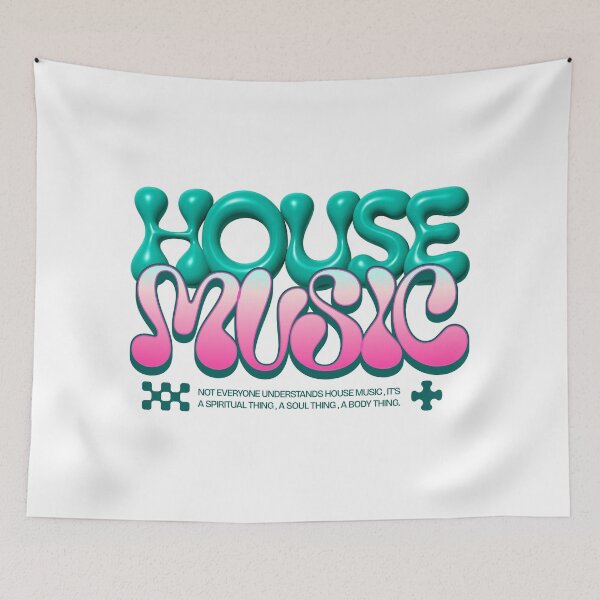 Item preview, HOUSE MUSIC  - 3D Y2K Plastic Font (Pink) designed and sold by Discothreadz.