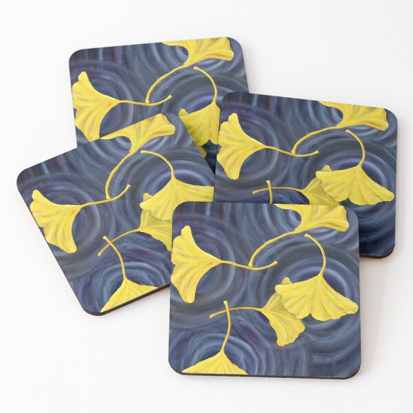 Item preview, Golden Ginkgo Leaves on Gray designed and sold by BreezyZen.
