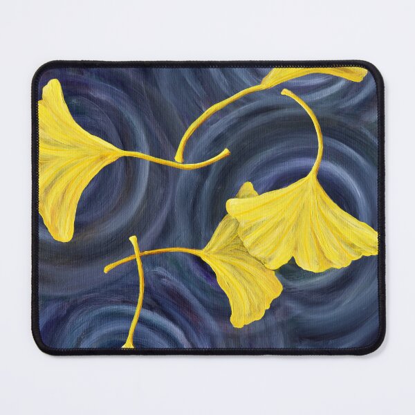 Item preview, Golden Ginkgo Leaves on Gray designed and sold by BreezyZen.