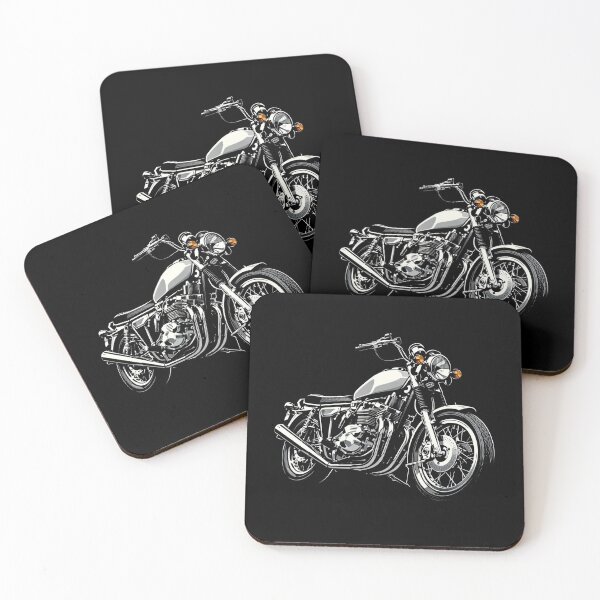 Artikelvorschau, Klassisches Café-Racer-Motorrad – Vintage-Motorradkunst in Schwarz-Weiß entworfen und verkauft von Stinky Lincy's Apparel Company.