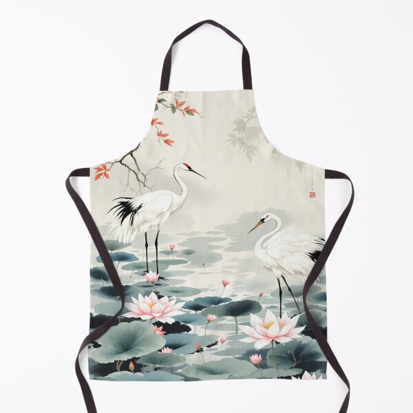 Item preview, Twin Cranes & Lotus Japandi Watercolor designed and sold by LaziDreams.