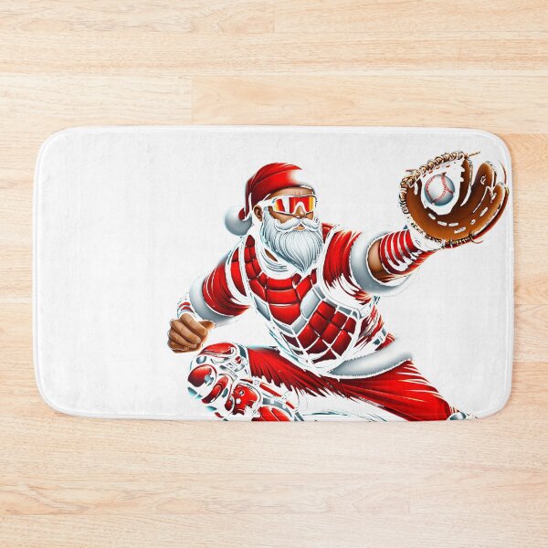 Item preview, Santa Playing Baseball Catcher Merry Christmas Sport Player designed and sold by raelinema9mar1.