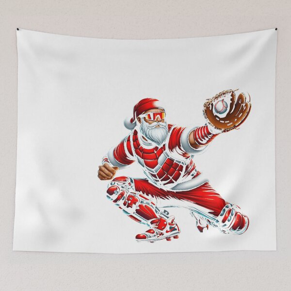 Item preview, Santa Playing Baseball Catcher Merry Christmas Sport Player designed and sold by raelinema9mar1.