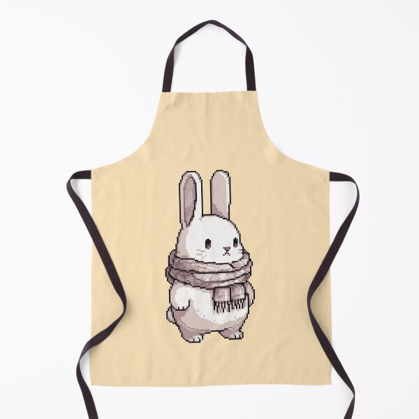 Aperçu de l'œuvre Lapin chibi pixelisé avec une écharpe à carreaux créée et vendue par OjingO.
