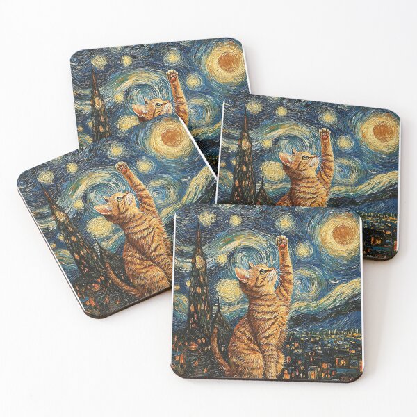 Item preview, Cat Van Gogh Style Starry Night Art Funny Graphic designed and sold by KevinorNorris.
