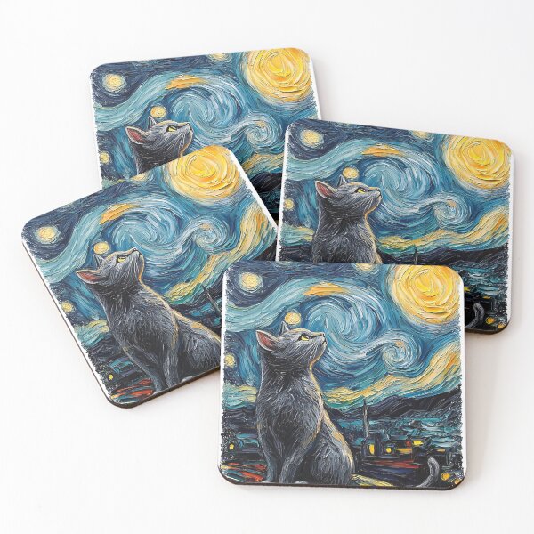 Item preview, Colorful Van Gogh Starry Night Cat designed and sold by KevinorNorris.