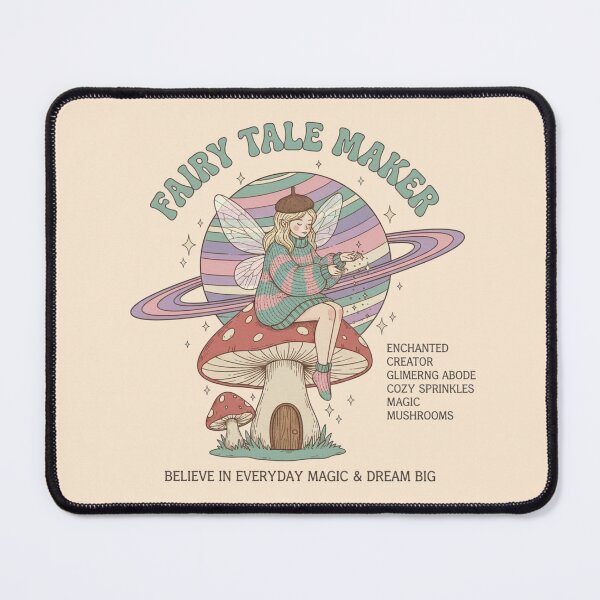 Item preview, Fairy Tale Maker - Vintage Cottagecore Fairy on Mushroom - Magic Celestial Aesthetic designed and sold by cozy corner co. .