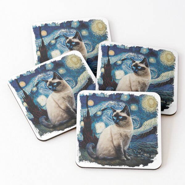 Item preview, Cute Van Gogh Starry Night Cat Siamese Cat Lover Funny designed and sold by KevinorNorris.