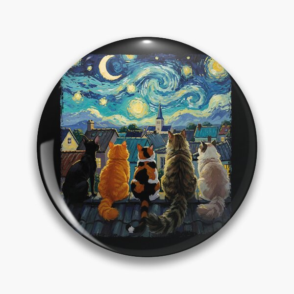 Item preview, Funny Cat Starry Night Van Gogh Cats Rooftop Scene Feline designed and sold by KevinorNorris.