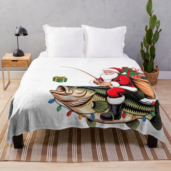 Item preview, Santa Riding Bass Fish Christmas Fishing Funny Xmas Pajamas designed and sold by raelinema9mar1.