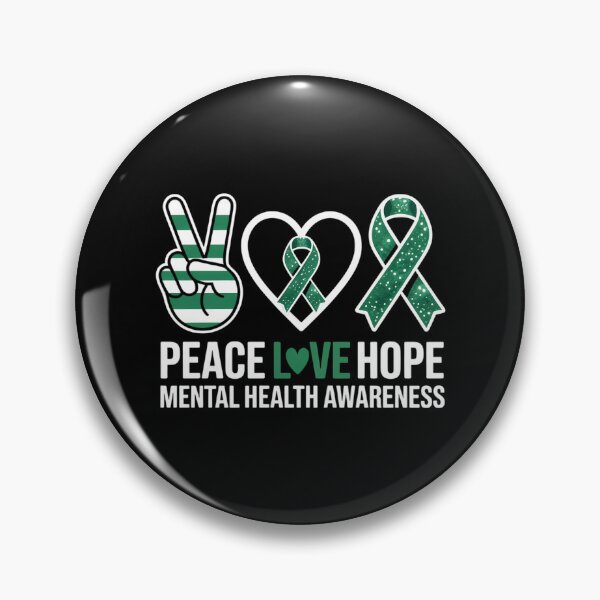 Item preview, Peace Love Hope Mental Health Awareness Green Ribbon designed and sold by EllenJast.