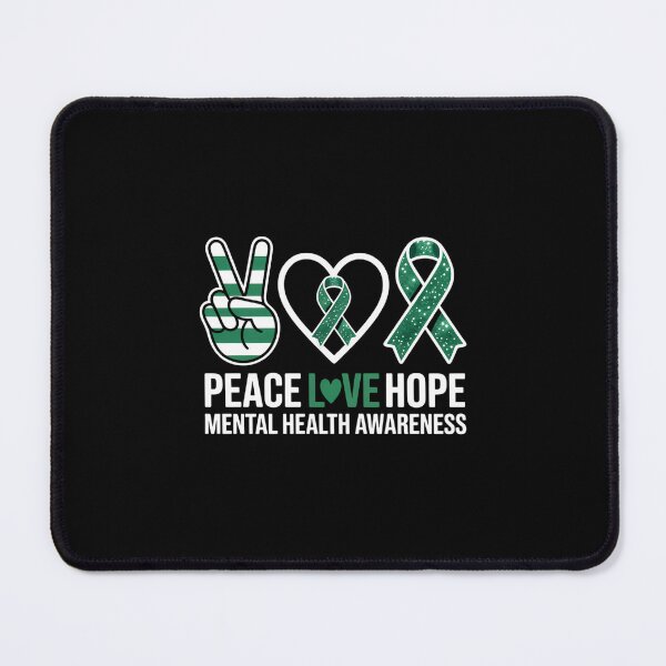 Item preview, Peace Love Hope Mental Health Awareness Green Ribbon designed and sold by EllenJast.