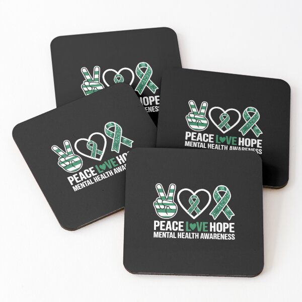 Item preview, Peace Love Hope Mental Health Awareness Green Ribbon designed and sold by EllenJast.