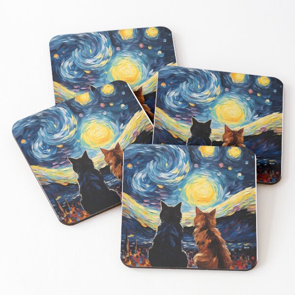 Item preview, Funny Couples Cats Lover Starry Night Vincent Van Gogh Cat designed and sold by KevinorNorris.