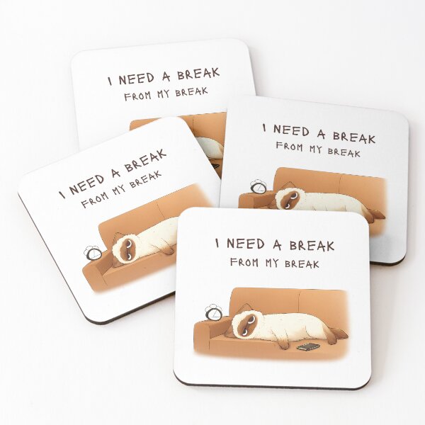 Item preview, I Need a Break from My Break Tired Cat Illustration designed and sold by Drawian Studio.