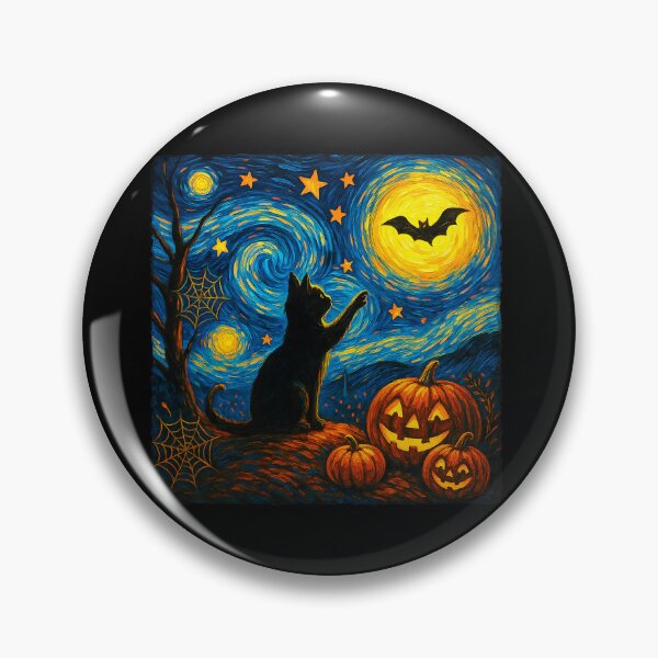 Item preview, Halloween Black Cat Van Gogh Starry Night Cat Lovers Cat designed and sold by KevinorNorris.