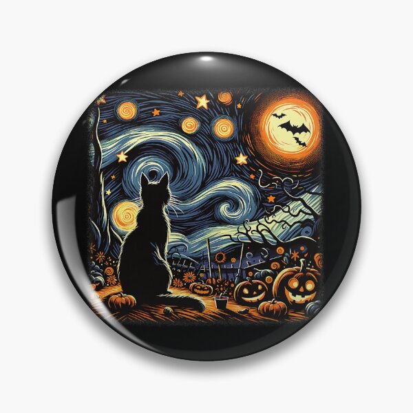 Item preview, Halloween Black Cat Van Gogh Starry Night Cat Lovers Cat designed and sold by KevinorNorris.